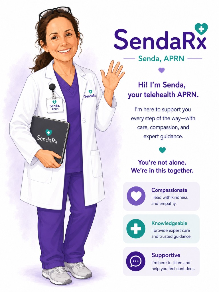 Senda, APRN — your SendaRx telehealth care guide
